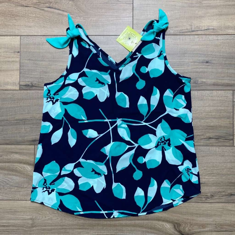 Periwinkle Collection Womens Floral Knot Tie‎ Shoulder Tank Top Size XS